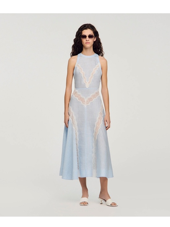 Sandro Dresses & Skirts - Sandro lace striped linen blend maxi dress • new sizes 6 or 8